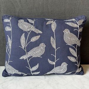Navy Blue Silver Sequin Birds Throw Pillow 13" x 17.5"  Zippered Accent Pillow